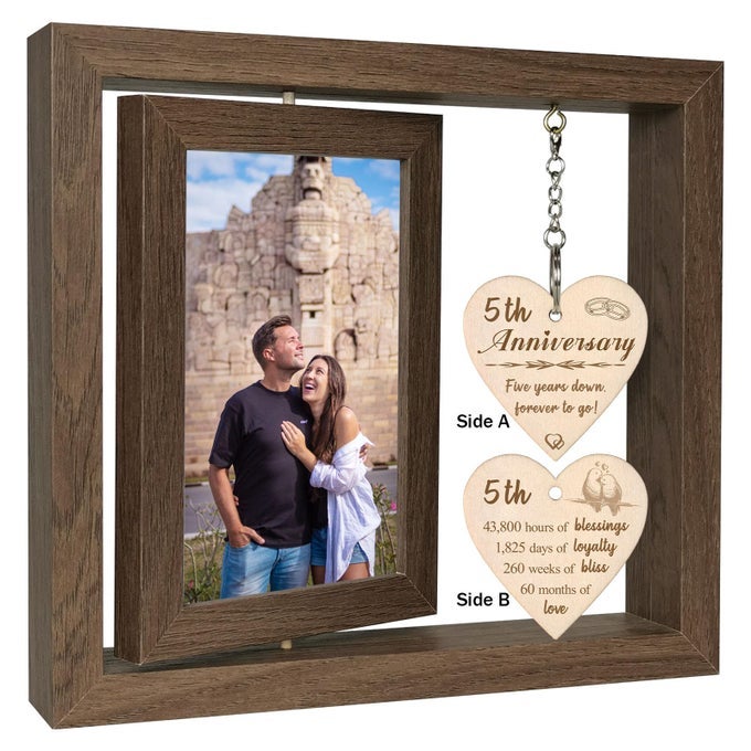 5 YEAR ANNIVERSARY PICTURE FRAME GIFTS WOOD WEDDING ANNIVERSARY FRAME FOR WIFE MEN HUSBAND