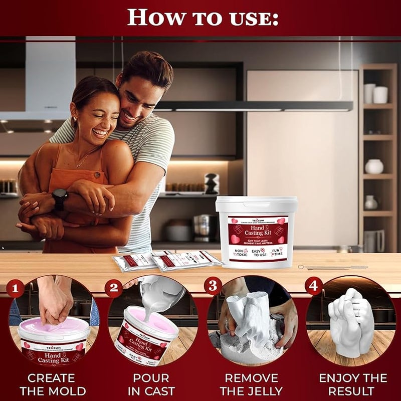 TECEUM Hand-Molding Kit - Hand Casting Kit for Family & Couples Plaster, DIY, Gift 1 - Image 5
