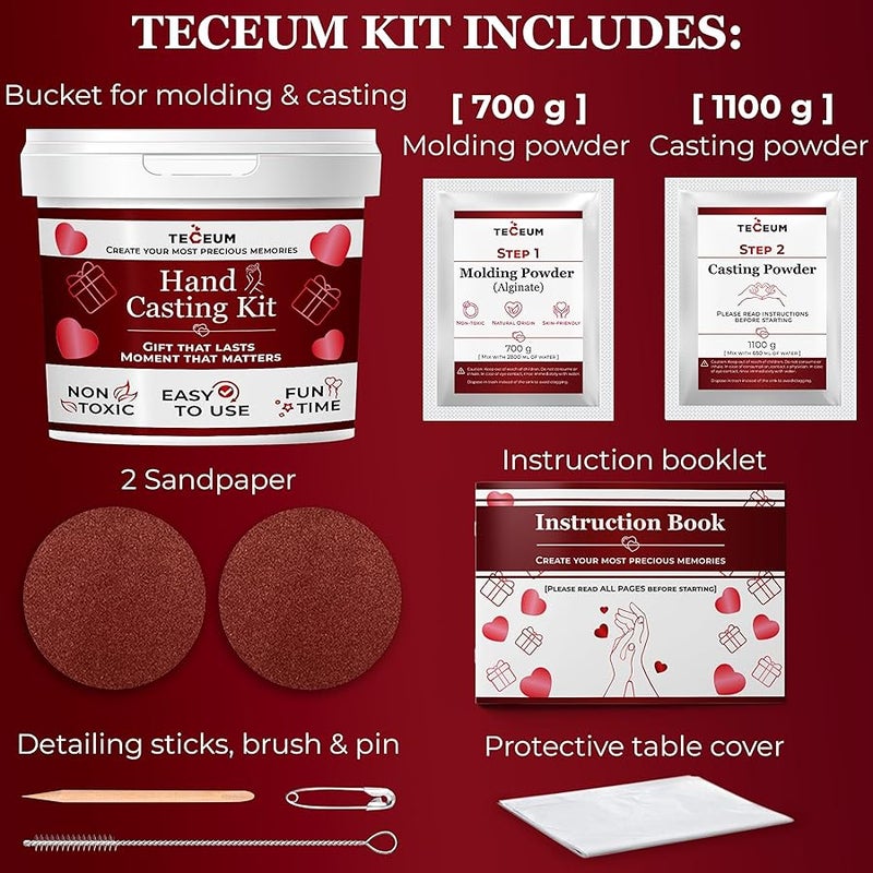 TECEUM Hand-Molding Kit - Hand Casting Kit for Family & Couples Plaster, DIY, Gift 1 - Image 4
