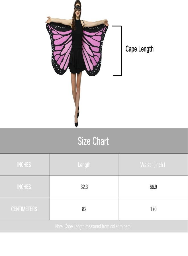 GRAJTCIN Womens Butterfly Wings Shawl Halloween Costume Double Sided Monarch Fairy Pixie Party Cape(66"x32",Pink) - Image 4