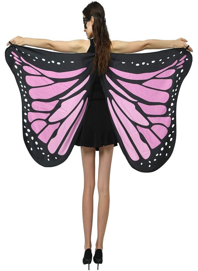 GRAJTCIN Womens Butterfly Wings Shawl Halloween Costume Double Sided Monarch Fairy Pixie Party Cape(66"x32",Pink) - Image 2