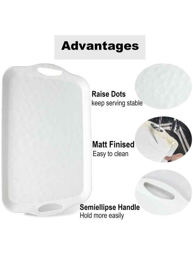 ECOIOU Extra Large Serving Tray with Handles, 20x13 inch, Set of 2 Melamine Platters for Serving Food, Turkey, Cookie, Rectangular Trays for Eating, Raised Dots Matt Finished, Dishwasher Safe, White - Image 4