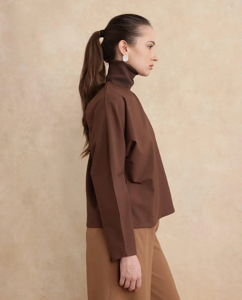 Rareism Women's High Neck Plain Top