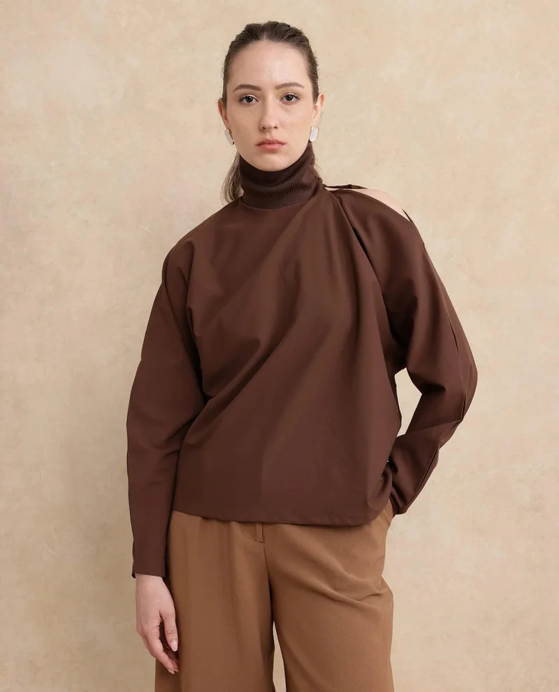 Rareism Women's High Neck Plain Top
