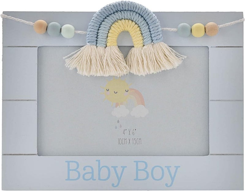 Oaktree Gifts Petit Cheri Wooden Photo Frame Macrame Rainbow Boy 4 X 6 - Image 2