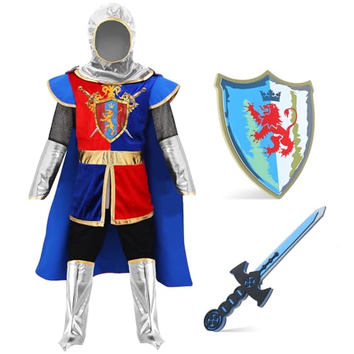 G.C GC Kids Knight Costume Toddler Boy Dress Up Clothes Medieval Costumes with Cape Toys Accessories Halloween Gifts - Image 1