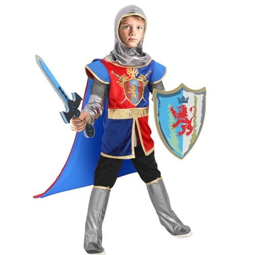 G.C GC Kids Knight Costume Toddler Boy Dress Up Clothes Medieval Costumes with Cape Toys Accessories Halloween Gifts - Image 5