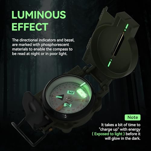 HKDiRedy Military Compass, with Sighting Lines, Impact Resistant & Waterproof Compass for Outdoor, Hiking, Hunting, Backpacking Camping,Tactical, and Survival - Image 4