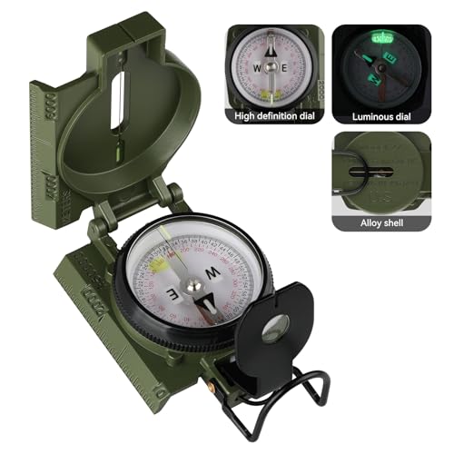 HKDiRedy Military Compass, with Sighting Lines, Impact Resistant & Waterproof Compass for Outdoor, Hiking, Hunting, Backpacking Camping,Tactical, and Survival - Image 2