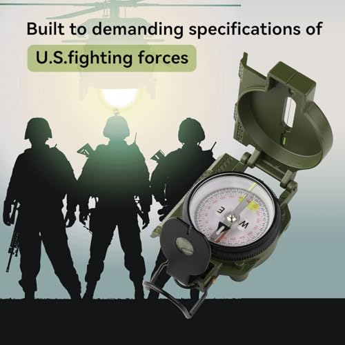 HKDiRedy Military Compass, with Sighting Lines, Impact Resistant & Waterproof Compass for Outdoor, Hiking, Hunting, Backpacking Camping,Tactical, and Survival - Image 5