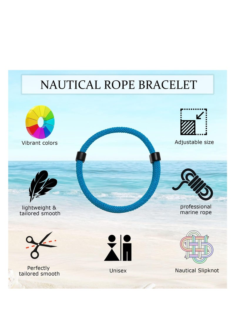Peachjoy مجموعة أساور حبل مضفر بحري، 6 قطع أساور حبل مضفر قابلة للتعديل، أساور مضفرة للرجال والنساء، أساور حبل بحرية مصنوعة يدويًا - Image 4