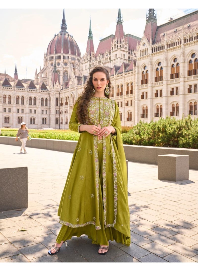 Ameya بدلة سالوار مع تطريز حريري