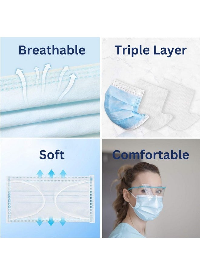 ClearLee IFLY Smart Premium Disposable Blue Face Mask Individually Wrapped - Soft on Skin - 100 Pack of 3-Ply Masks Facial Cover  - Image 4