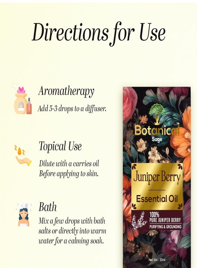 Botanical Sage زيت العرعر العطري من بوتانيكال سيج، 30 مل | زيت عرعر نقي، غير مخفف، ذو جودة علاجية - مثالي للعلاج بالروائح، والنوم الهانئ، وراحة البال، وبشرة صحية - للاستخدام على البشرة - Image 4