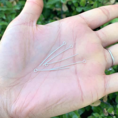 Adabele 20pcs Adabele Authentic Sterling Silver Eyepins Eye Pin 30mm (1.2 inch) Hypoallergenic for DIY Craft Jewelry Making (Wire 0.5mm/24 Gauge) SS2-30 - Image 2