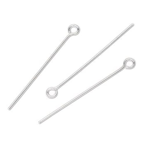 Adabele 20pcs Adabele Authentic Sterling Silver Eyepins Eye Pin 30mm (1.2 inch) Hypoallergenic for DIY Craft Jewelry Making (Wire 0.5mm/24 Gauge) SS2-30 - Image 4