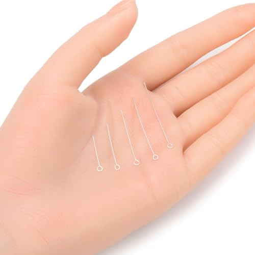 Adabele 20pcs Adabele Authentic Sterling Silver Eyepins Eye Pin 30mm (1.2 inch) Hypoallergenic for DIY Craft Jewelry Making (Wire 0.5mm/24 Gauge) SS2-30 - Image 3