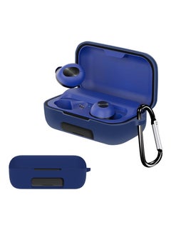 Boult Audio AirBass PowerBuds Soft Silicone Skin Case Cover Shock-Absorbing Protective Case with Keychain Compatible with Boult Audio AirBass PowerBuds Front LED Visible Dark Blue