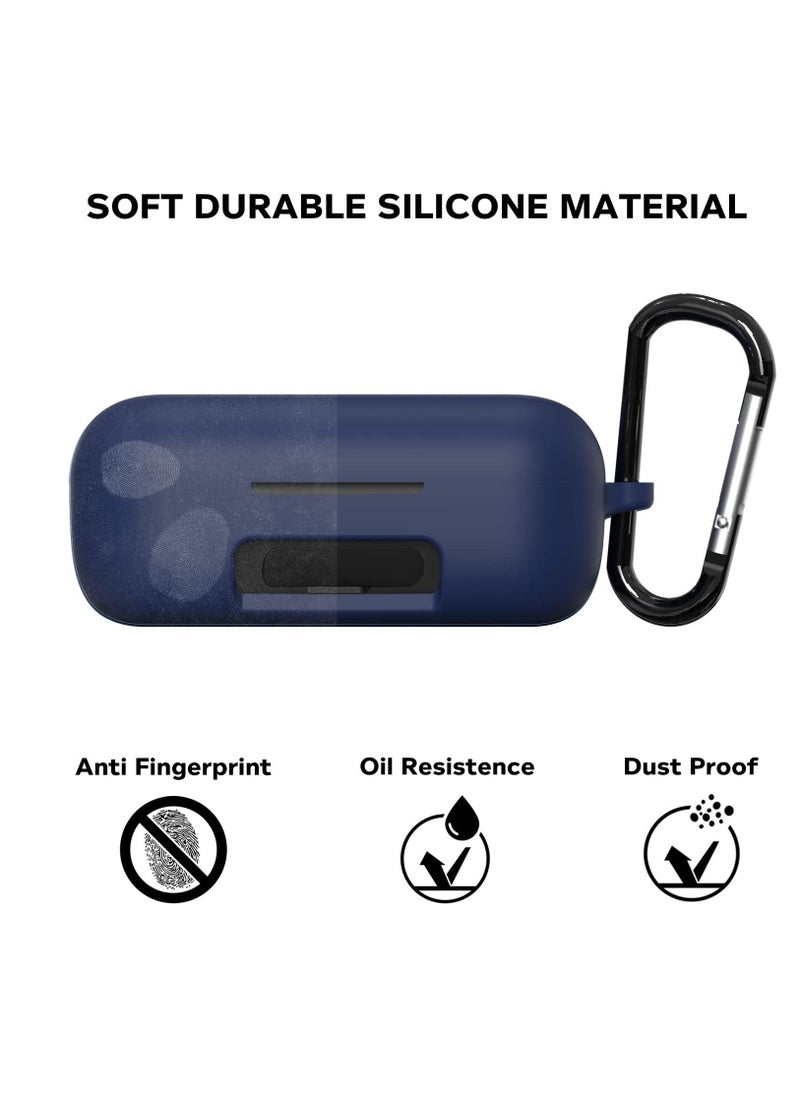 Generic - Boult Audio AirBass PowerBuds Soft Silicone Skin Case Cover Shock-Absorbing Protective Case with Keychain Compatible with Boult Audio AirBass PowerBuds Front LED Visible Dark Blue - Image 1