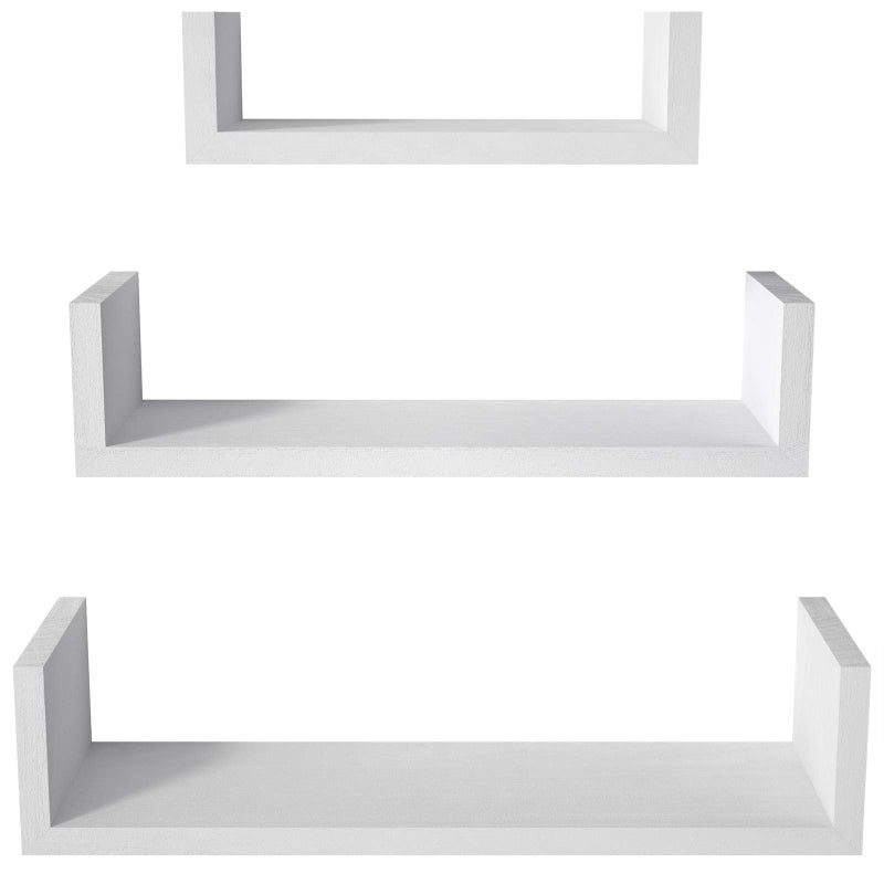 SRIWATANA Floating Shelves Wall Mounted Solid Wood Wall Shelves White