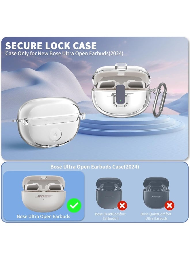 for Bose Ultra Open Earbuds 2024 Case, Soft TPU Shockproof, with Secure Lock & Carabiner & Cleaning Kit, Transparent - Image 2