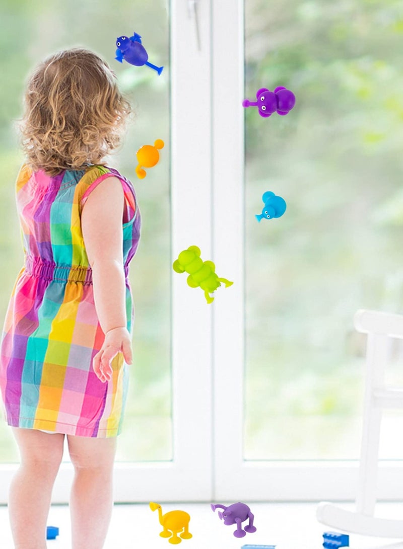 SOLARAE 9-Piece Soft Silicone Suction Cup Building Blocks Set, Colorful Animal-Shaped Pressure Release Toys for Parent-Child Interactive Play, Perfect for Kids' Rooms. - Image 3