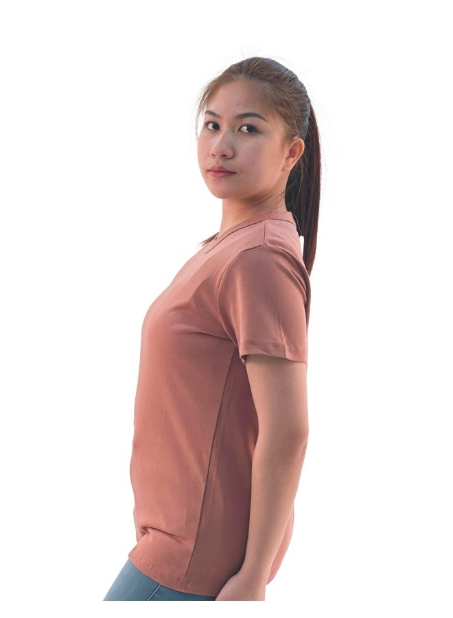 JOANNA JOANNA 193299 Women's Crew Neck Regular Fit Short Sleeve T-Shirt - Peach  - Image 2