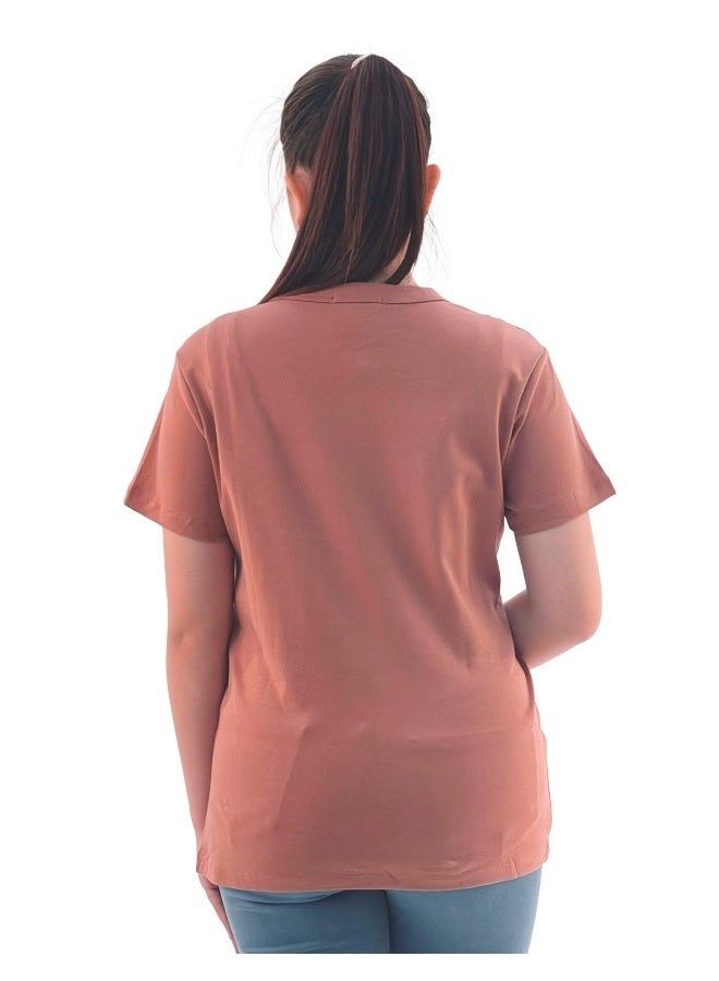 JOANNA JOANNA 193299 Women's Crew Neck Regular Fit Short Sleeve T-Shirt - Peach  - Image 3