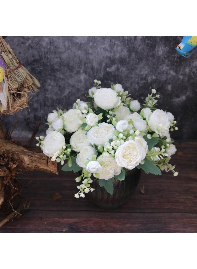 Daytoyz 2 Bunches Artificial Peony Silk Flowers, White Faux Peonies Flower Bouquet for Wedding Party Centerpiece Home Decor - Image 5