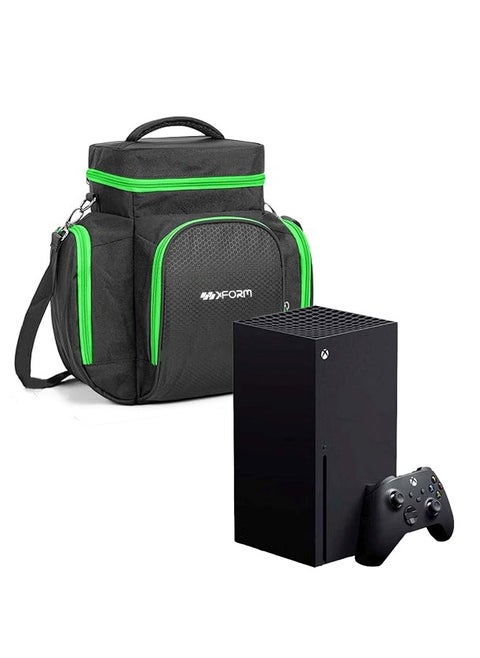 Carrying Case Compatible with Xbox Series X, Travel Bag with Multiple Storage Pockets for Xbox Controllers, Games, Cables, Portable Hard Disk and Other Accessories, Green