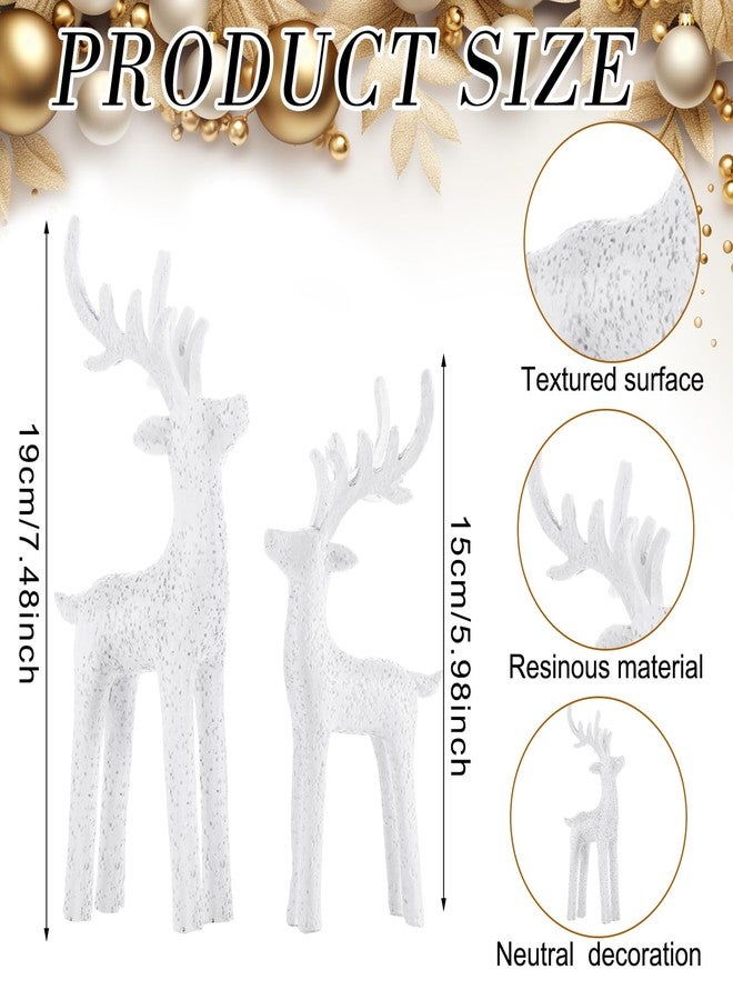Burbell 2 Set Modern Christmas Decor Neutral Christmas Reindeer Decor Resin Deer Statues Figurines Elk Statues for Neutral Modern Living Room Bedroom Office Bookshelf Desk Ornaments(White,Small) - Image 4