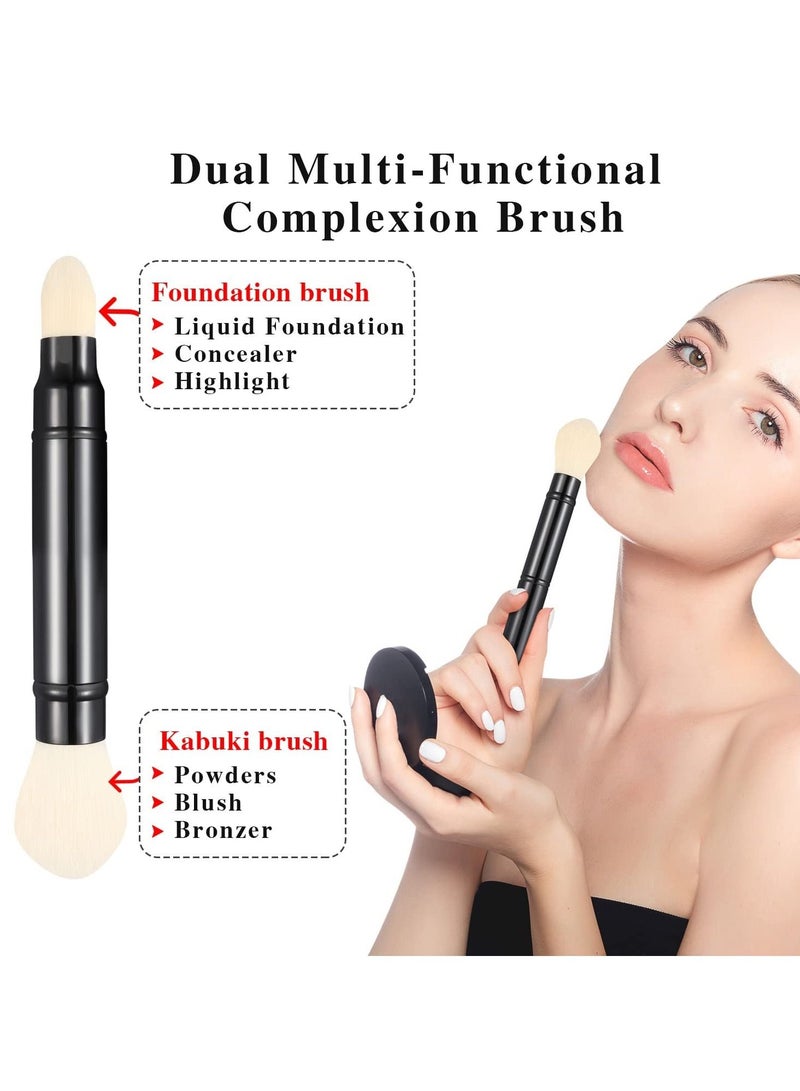 SYOSI Dual Retractable Makeup Brushes, Travel Face Blush Powder Brush, Double-Ended Foundation Concealer Brush