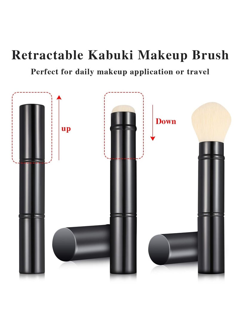 SYOSI Dual Retractable Makeup Brushes, Travel Face Blush Powder Brush, Double-Ended Foundation Concealer Brush