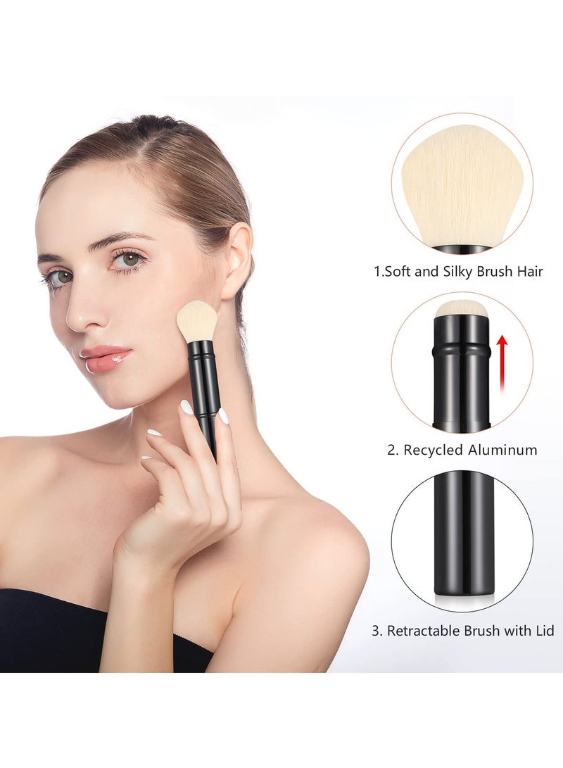 SYOSI Dual Retractable Makeup Brushes, Travel Face Blush Powder Brush, Double-Ended Foundation Concealer Brush
