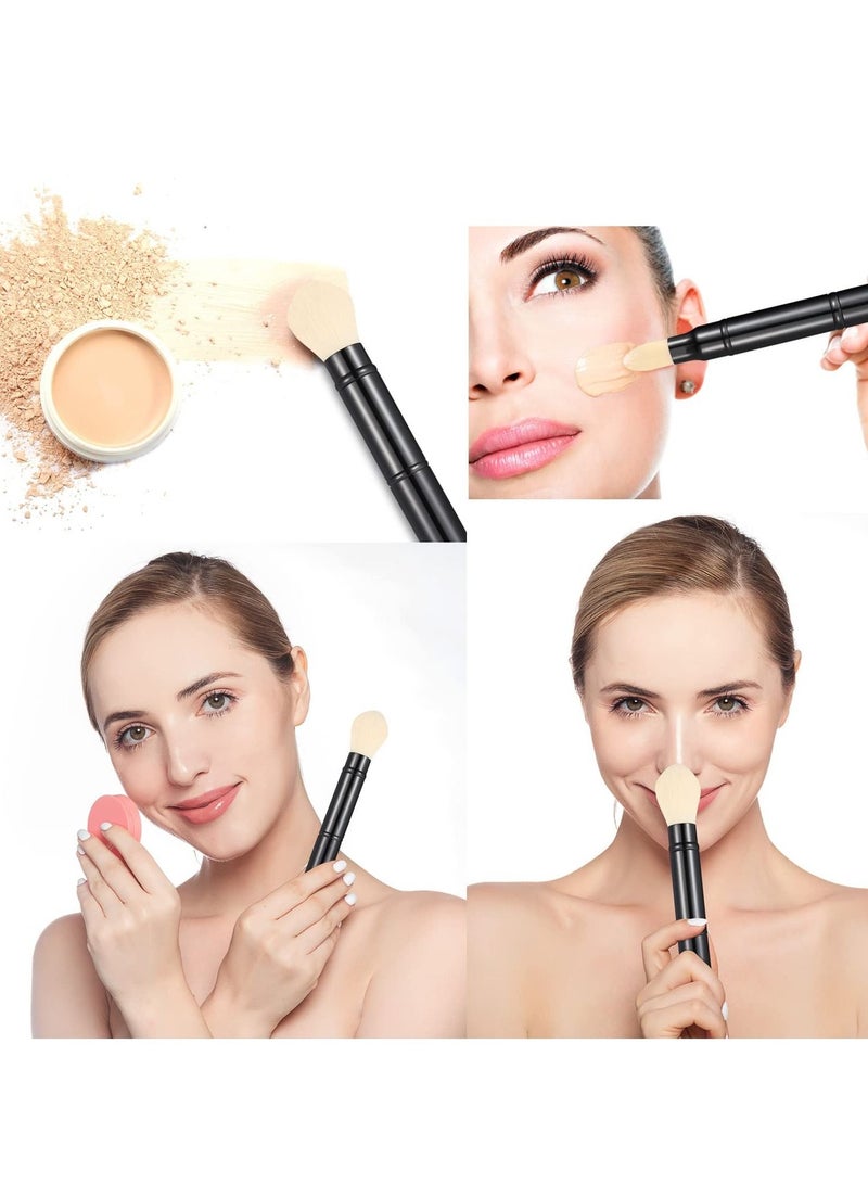 SYOSI Dual Retractable Makeup Brushes, Travel Face Blush Powder Brush, Double-Ended Foundation Concealer Brush