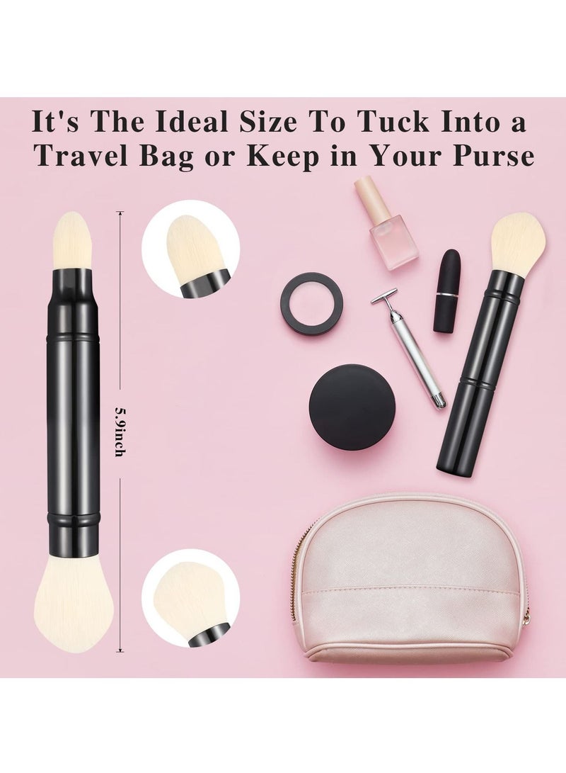 SYOSI Dual Retractable Makeup Brushes, Travel Face Blush Powder Brush, Double-Ended Foundation Concealer Brush