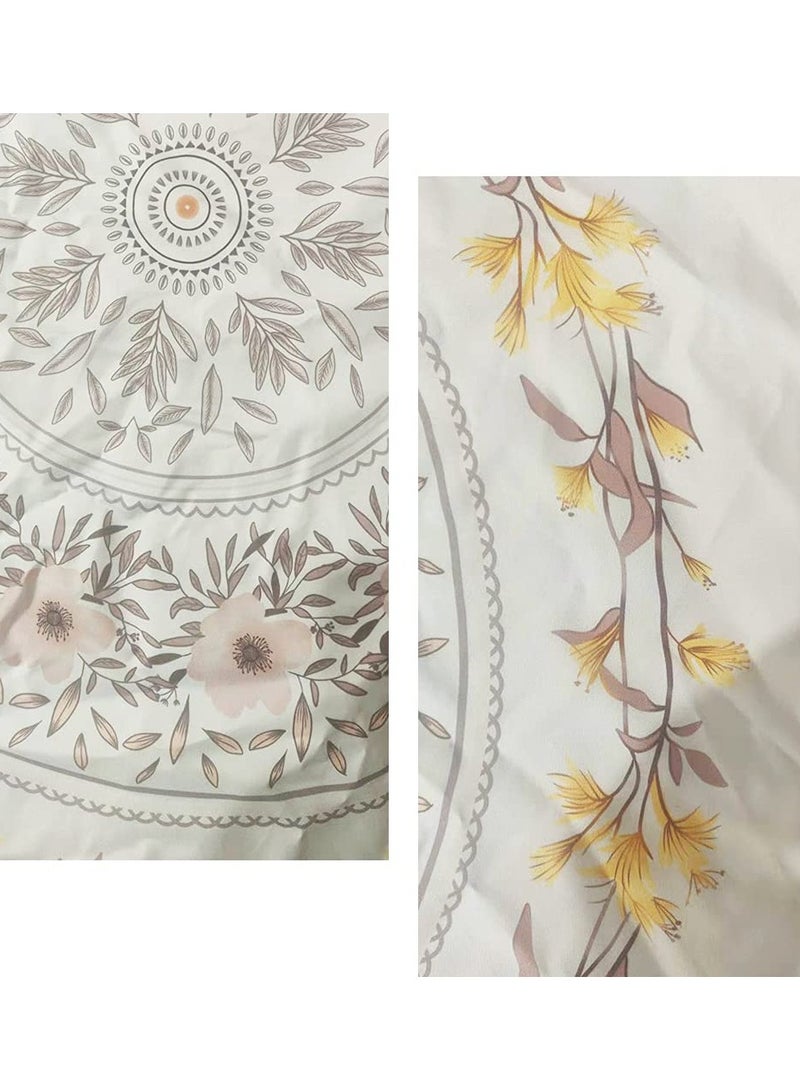 SYOSI SYOSI White Bohemian Tapestry Wall Hanging, Mandala Floral Medallion Hippie Tapestry with Light Brown Aesthetic Wreath Design, Cream Wall Decor Blanket for Bedroom Home Dorm  - Image 5