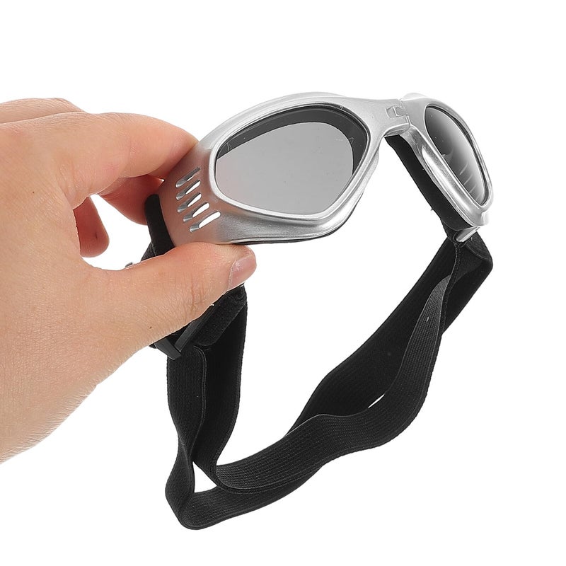 Windproof UV Protection Sunglasses For Small Dogs And Cats Silver Frame Party Photo Prop - Image 5