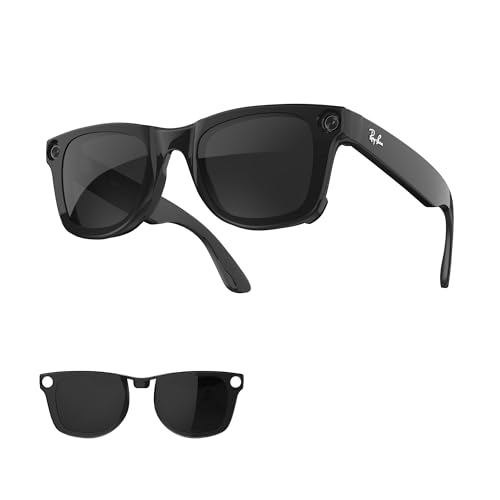 HIBLOKS Polarized Clip for Ray-Ban Meta Wayfarer RW4006 & Gen 2 RW4012 Regular (50-22), Shiny Black Frame Discoloration Clip for Meta Wayfarer Gen 2 Protect Your Eyes, (Regular, Black) - Image 1