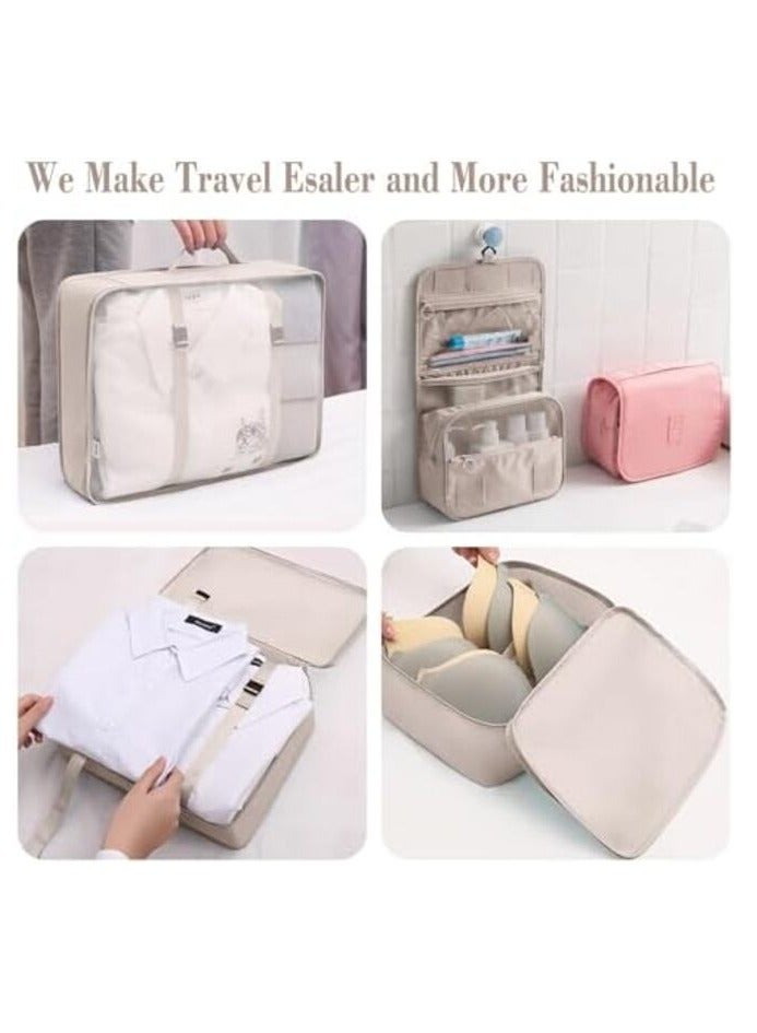 مورانو طقم منظمات سفر من مورانو طقم مكون من 7 قطع مقاوم للماء مصنوع من ألياف البولستر المتينه لون بيج - Image 2