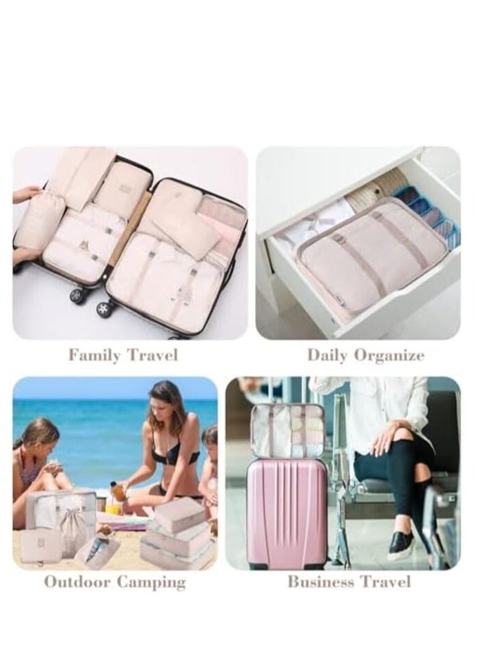 مورانو طقم منظمات سفر من مورانو طقم مكون من 7 قطع مقاوم للماء مصنوع من ألياف البولستر المتينه لون بيج - Image 4