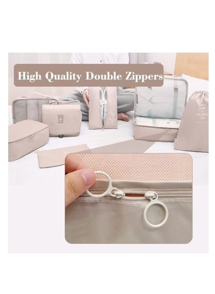 مورانو طقم منظمات سفر من مورانو طقم مكون من 7 قطع مقاوم للماء مصنوع من ألياف البولستر المتينه لون بيج - Image 5