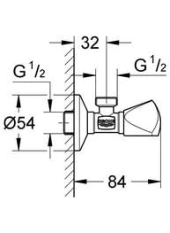 جروهي محبس زاوية GROHE مقاس 1/2 بوصة بمقبض TDL لملحقات الحمام – تشطيب كروم (22940000) - Image 2