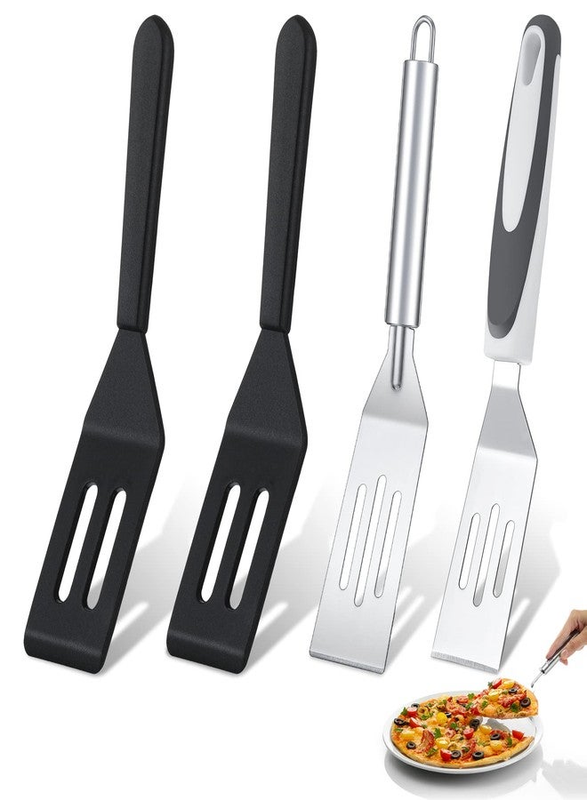 CHENGU 4 Pcs Small Stainless Spatula, Mini Serving Spatula, Steel Metal Spatulas Set, Cutter and Serve Turner for Kitchen Use for Cookie, Pancakes, Lasagna, Brownies and Cake (3 Styles, 3 Styles) - Image 1
