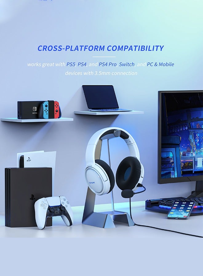 بنيون سماعة ألعاب مزودة بميكروفون لأجهزة PS4 وPS5 والكمبيوتر الشخصي وNS، سماعات رأس سلكية من Audifonos للألعاب مزودة بميكروفون عازل للضوضاء - Image 4