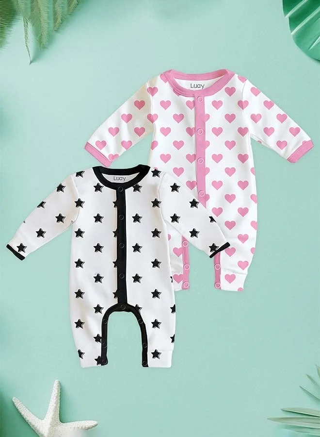لؤي 100% Cotton Full Sleeves Baby Romper,Sleepsuit for Baby Girls & Boys _(Pack of 2)