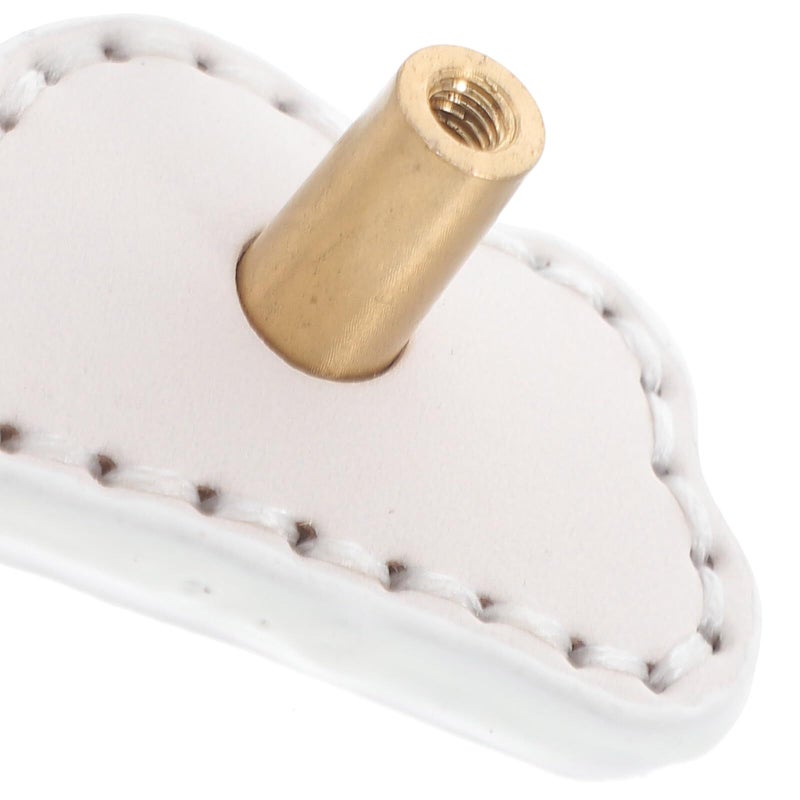 White Leather Soft Pulls Cloud Shaped Brass Drawer Handles 2pcs Wardrobe Cabinet Hardware - Image 4