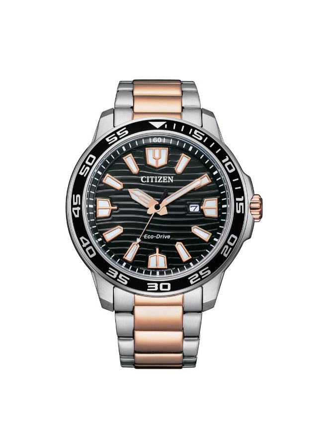 سيتيزن ساعة رجالية بسوار من الستانلس ستيل بطلاء ذهبي وردي بلونين - -  مم - Image 1