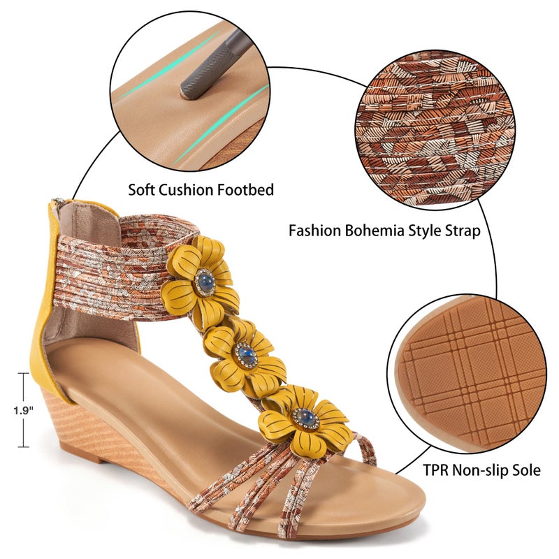 FUDYNMALC Womens Sandals Wedge Shoes: All-Day Comfort Dressy Wedges 2026 with Zipper Open Toe Summer Gladiator Sandals for Casual - Image 5