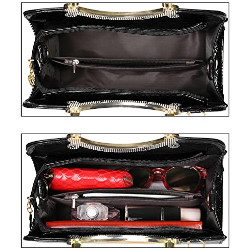TIBES Shiny Patent Leather Women Purses Satchel Handbags Ladies Fashion Top Handle Handbags Crossbody Shoulder Bags - Image 4